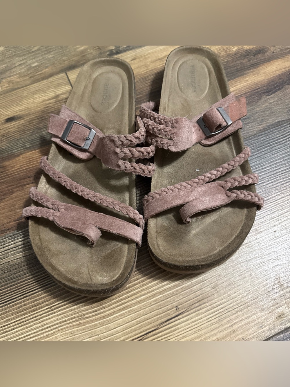 Maurices Sandals Women's 10M Vivienne Braided Strap Slip On Slide  Faux Suede